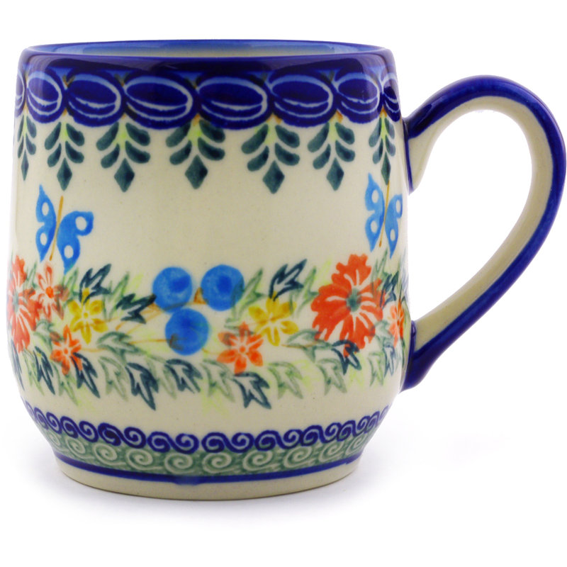 Ring Of Flowers Handmade Stoneware Coffee Mug, Spring Flower Ring