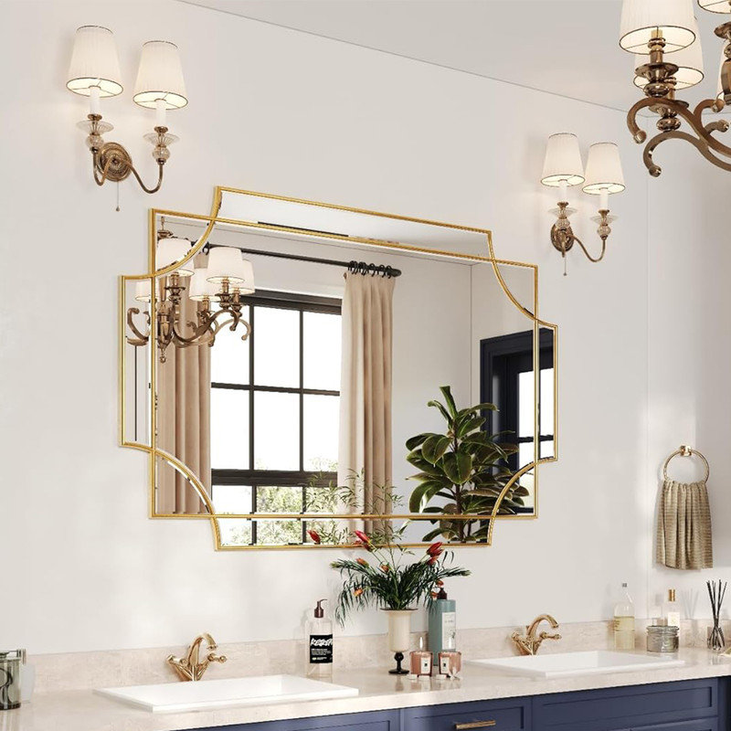 Gold Foil Finish Rectangular Full Length Wall Mirror