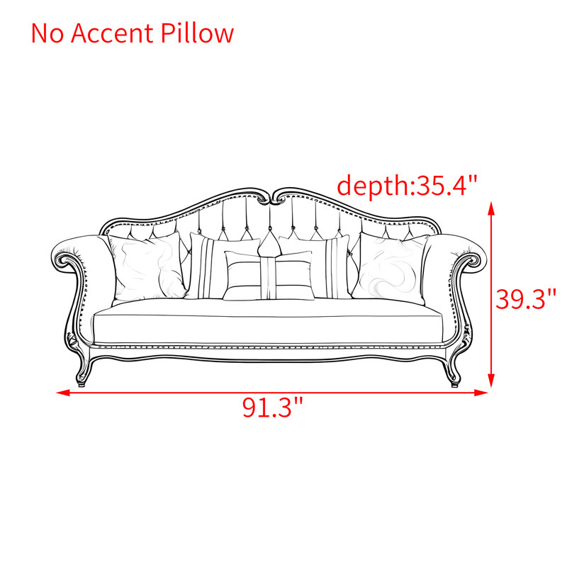 Canapé en cuir léger de style européen, luxueux., 91.3" W