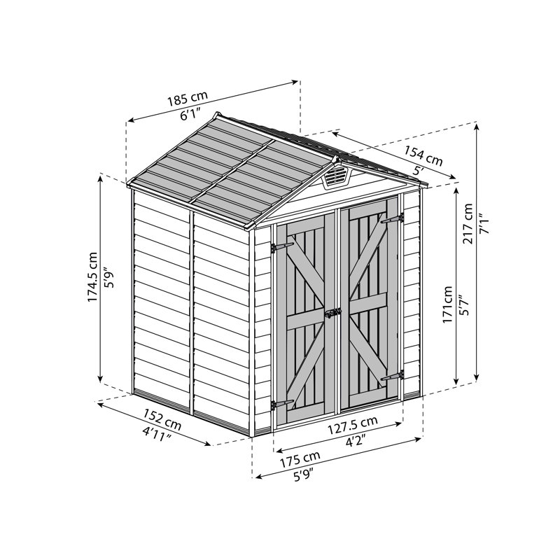 Tan and Brown Polycarbonate Aluminum Outdoor Storage Shed
