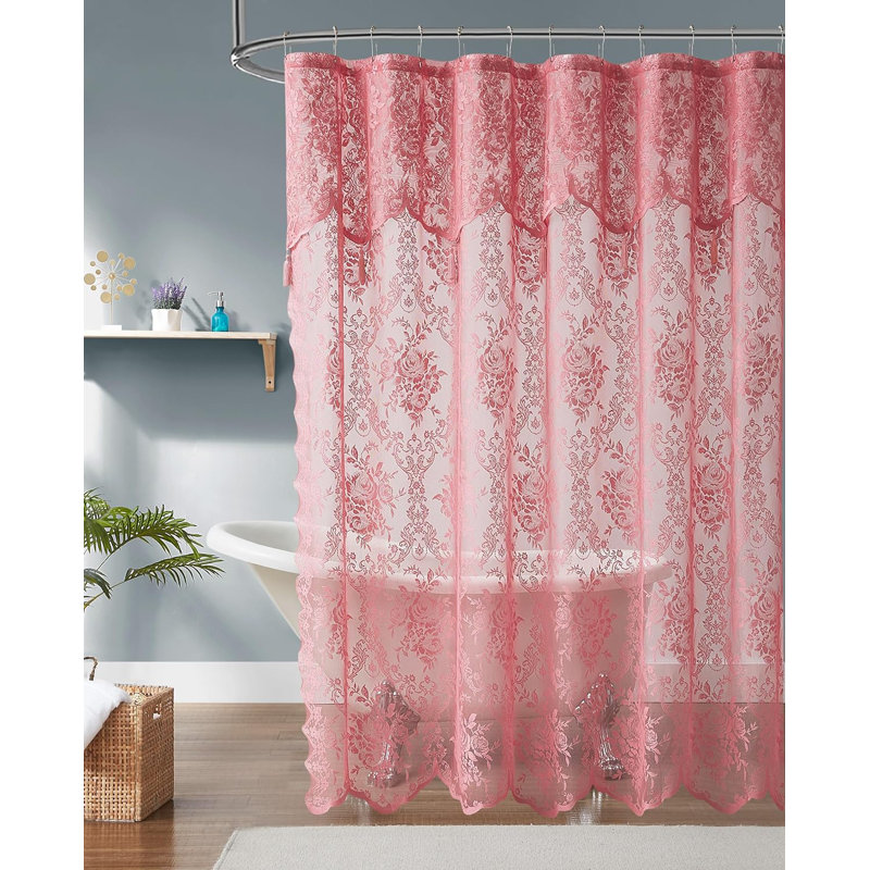 Rideau de douche Cherrilyn, H 72 po x l 72 po, Rose