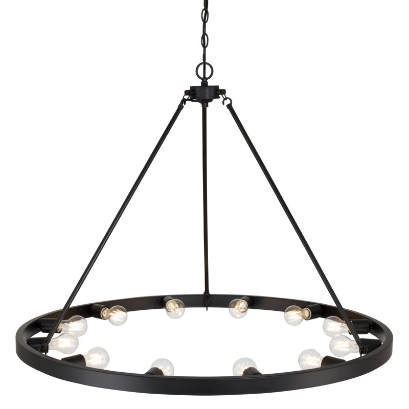 Lustre 12 lumières Castile en noir mat, 12 Lights, 1 étage, Noir mat