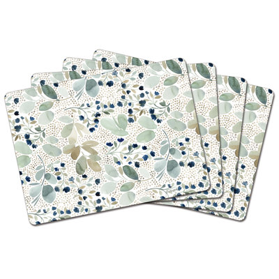 Blooming Soon Premium Decorative Hardboard Placemat 4 Pack