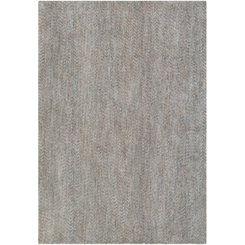 Tapis taupe/bleu touffeté à la main rayée Ryleigh, Rectangle 2 pi x 3 pi