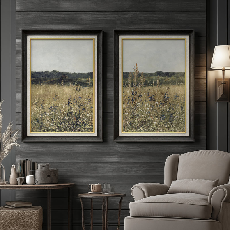 Ensemble de 2 œuvres d'art encadrées de qualité supérieure sur toile de qualité supérieure avec cadre de 26 po x 36 po, Noir