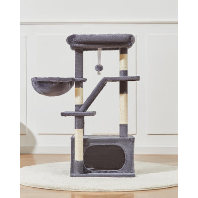 Cat Tree,38.2-Inch Cat Tower For Indoor Cats,Suitable For Kittens With Luxurious Cat Condo With Adjustable Baskets And Luxurious Perch MS029SG Smoky Gray