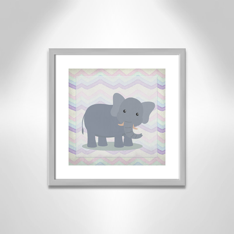 Art de l'éléphant rose, Encadré de boîte argent, H 16 po x l 16 po x P 1,18 po