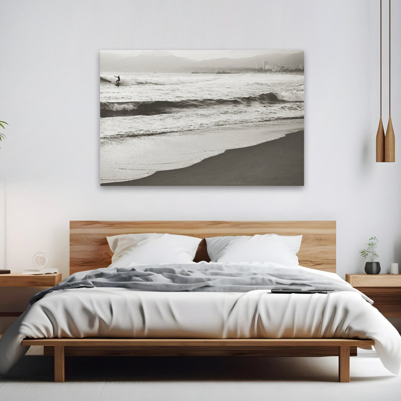 BW Surfer No. 1 - Paysages côtiers, photographie de plages, art océanique, H 40 po x l 60 po
