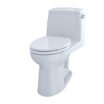 Toilette allongée monobloc TOTO® Eco UltraMax® 1,28 GPF conforme à l'ADA avec levier de déclenchement à droite, blanc coton