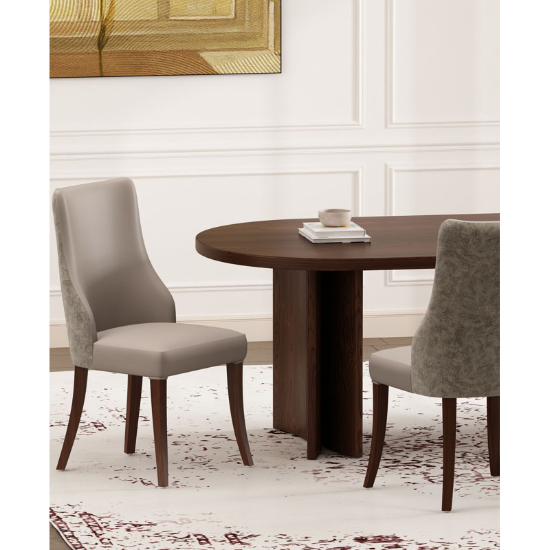 Chaise rembourrée en cuir de hêtre Connie, Taupe