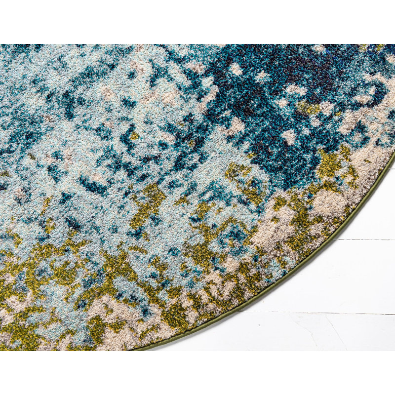 Rizer Washable Abstract Indoor Rug, Round 6'1"