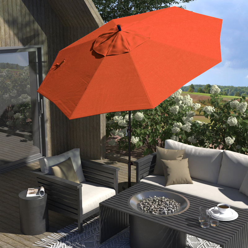 Parasol de patio en bronze 11 pieds, Oléfine orange