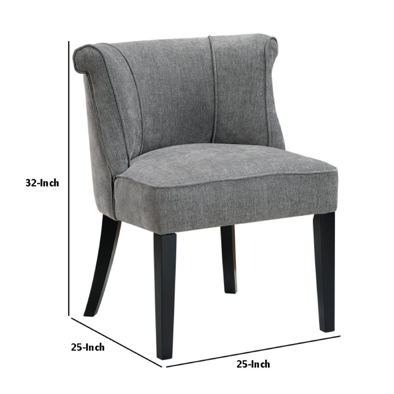 Chaise d'appoint Vasu, dossier passepoilé, polyester gris anthracite, brun