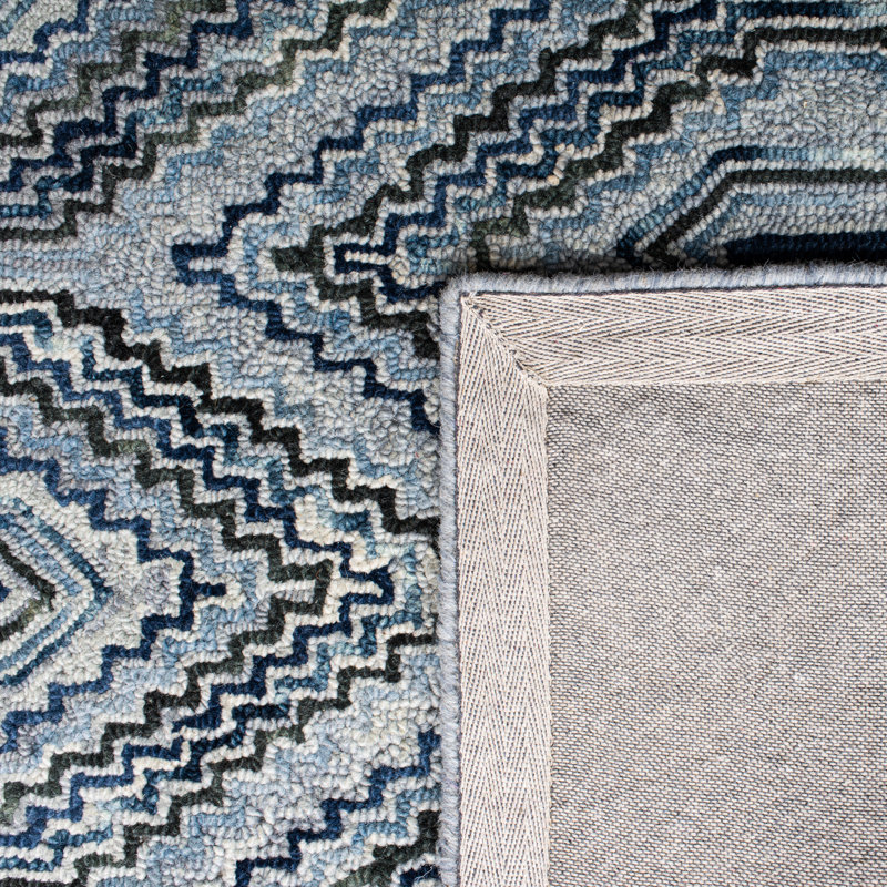 Tapis gris / bleu marine en laine touffeté à la main Deyoung, Rectangle 2 pi x 3 pi