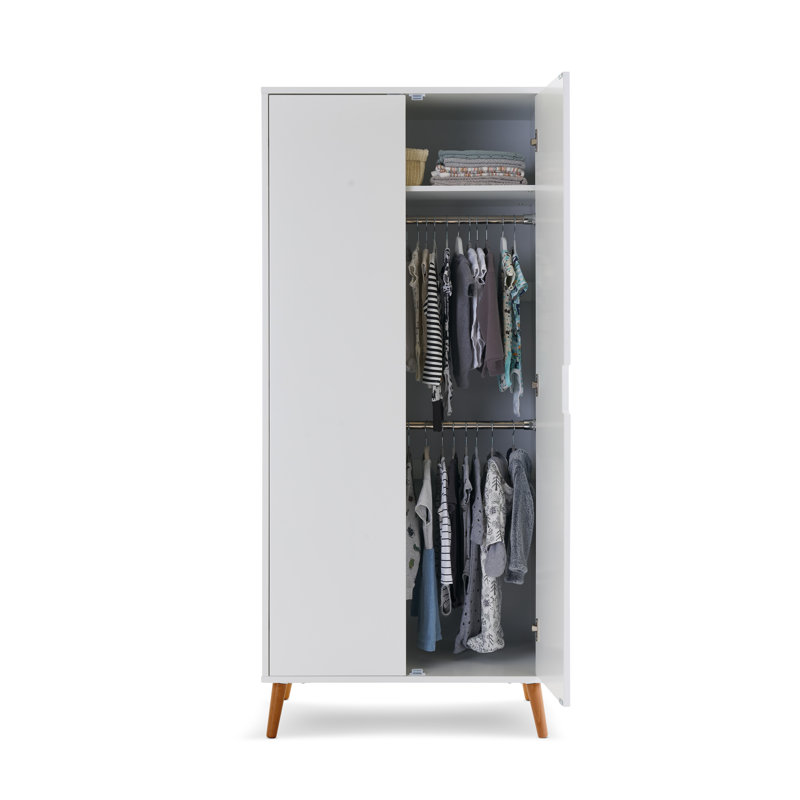 Maya Double Wardrobe - White with Natural, White/Natural