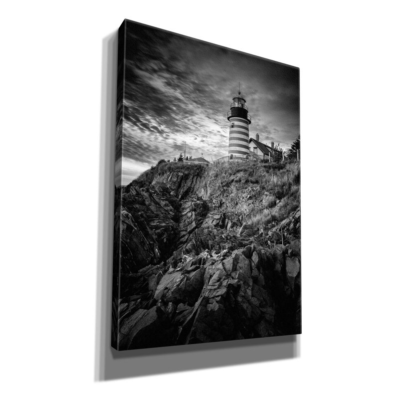 'October Morning At West Quoddy Head Monochrome' by Rick Berk Canvas Wall Art, 18" x 26", H 26 po x l 18 po x P 0,75 po
