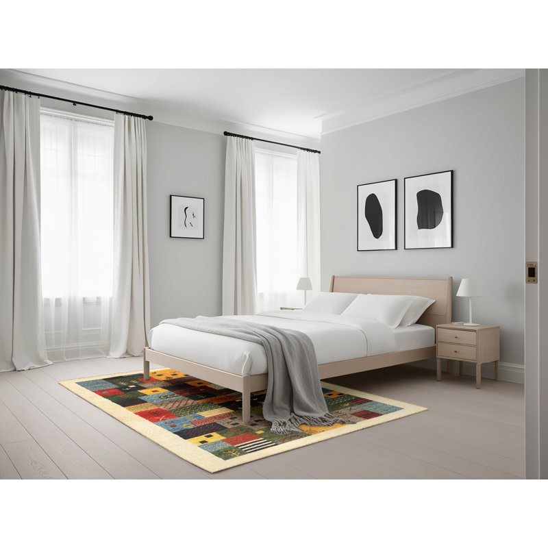 Tapis beige/gris/rouge contemporain, Rectangle 5 pi x 7 pi