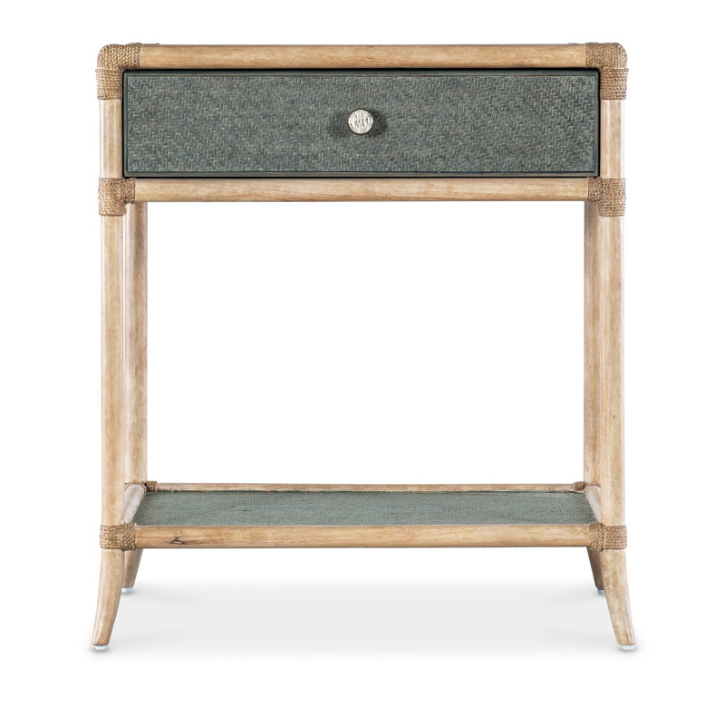 Retreat Pole Rattan Bedside Table, Dune/Blue