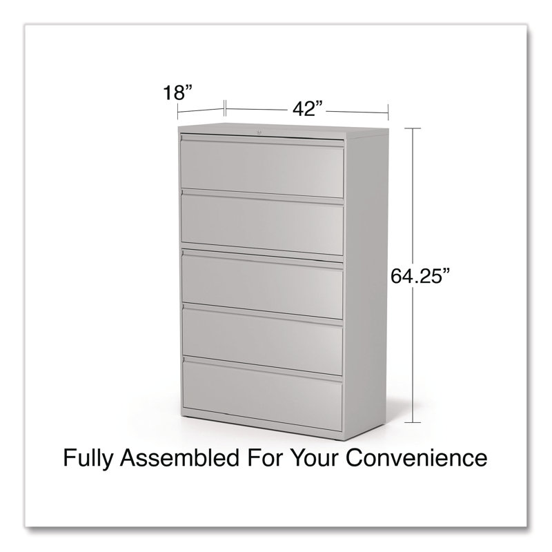Light Gray 5-Drawer Lockable Mobile Lateral File Cabinet