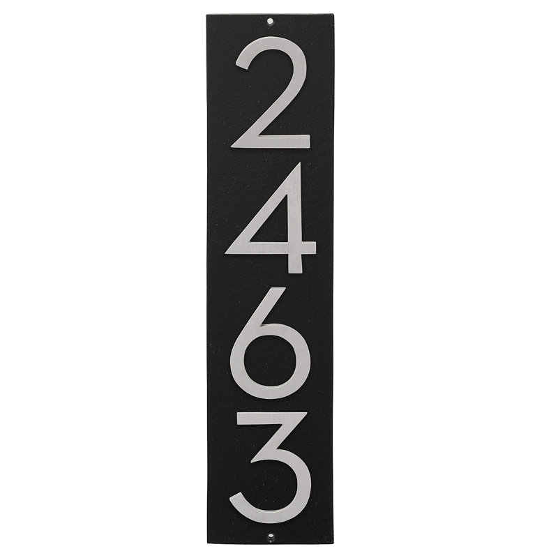 Floating Modern 3" Number Vertical Address Plaque (4 Digits), Brushed Aluminum, Yes, Black