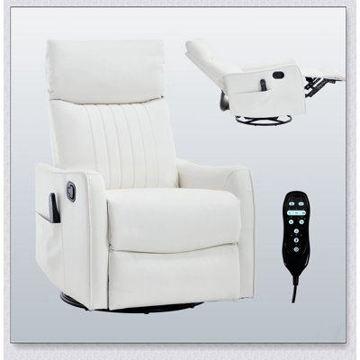 Fauteuil inclinable manuel à massage thermique avec chaise berçante et pivotante en similicuir pour un confort ultime dans votre salon