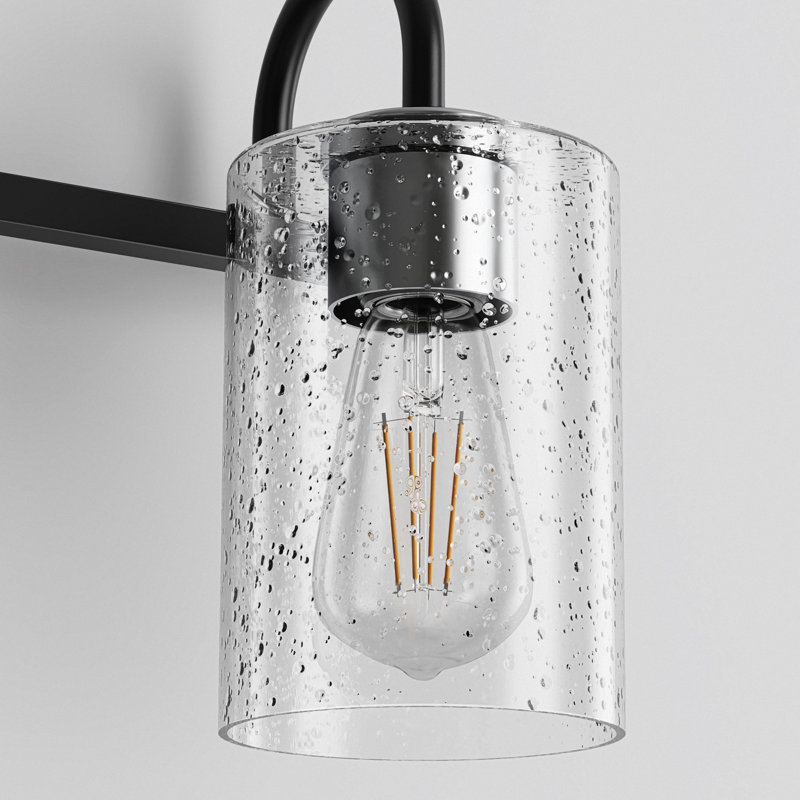 Luminaire de salle de bain moderne à 3 lumières avec abat-jour en verre bullé Aftin