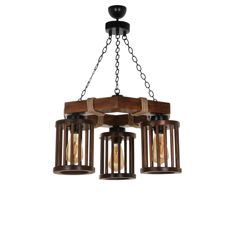 Lustre unique à 3 lumières Luisa, Brun foncé
