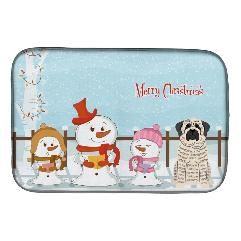 Tapis de séchage bringé en vaisselle merry christmas caroles, Bringé / blanc