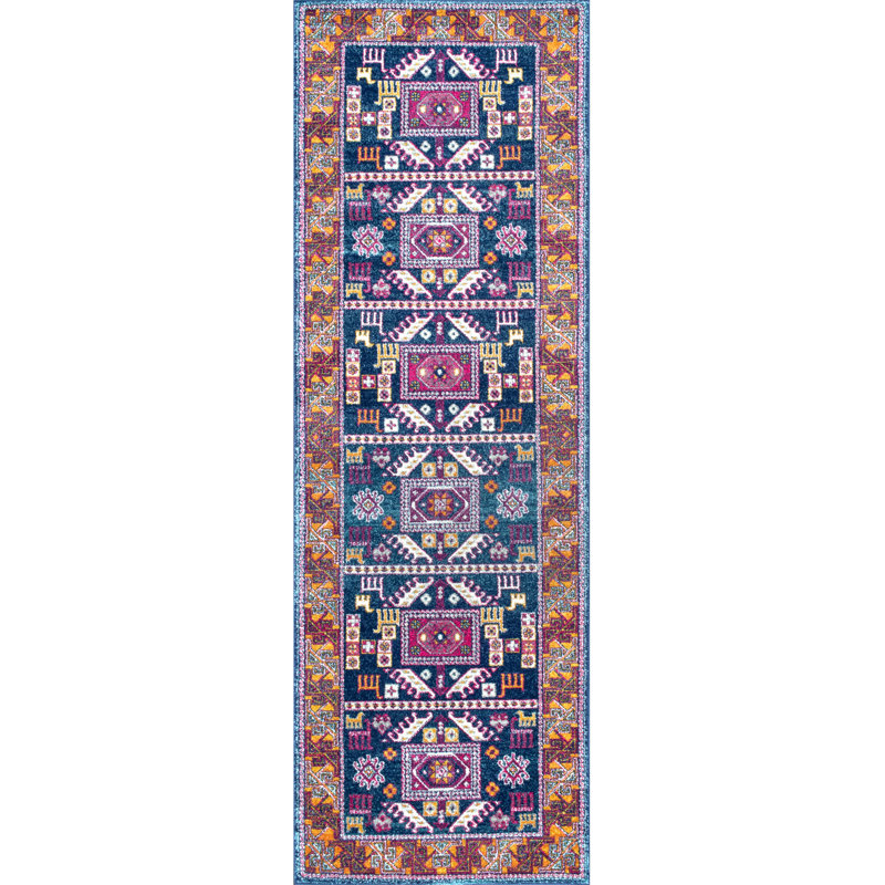 Tapis de couloir géométrique Delilah, Tapis de couloir 2 pi 8 po x 8 pi