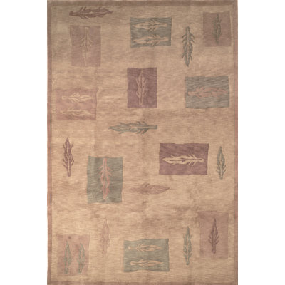 Tibetan Hand Knotted Silk & Wool Pile Striped Rug