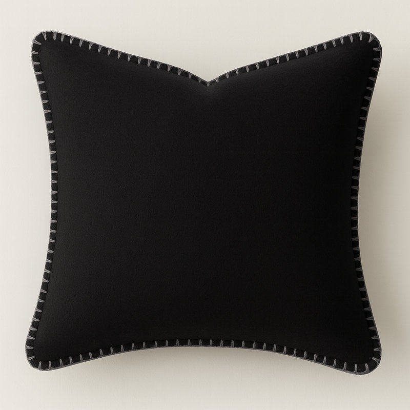 Linen Whip Stitch Pillow, Black/Gray