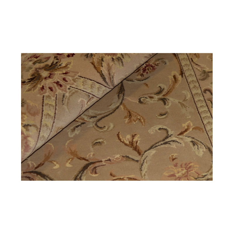 Tapis beige, gris et rouge noué à la main de haute qualité