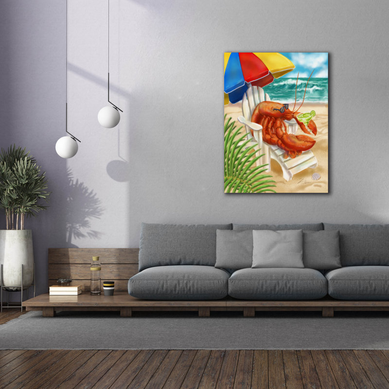 «Beach Friends - Lobster» par Shari Warren, art mural sur toile, H 54 po x l 40 po x P 1,5 po