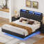Ensemble de chambre à coucher 3 pièces, lit flottant avec port de charge-729904042-729904043