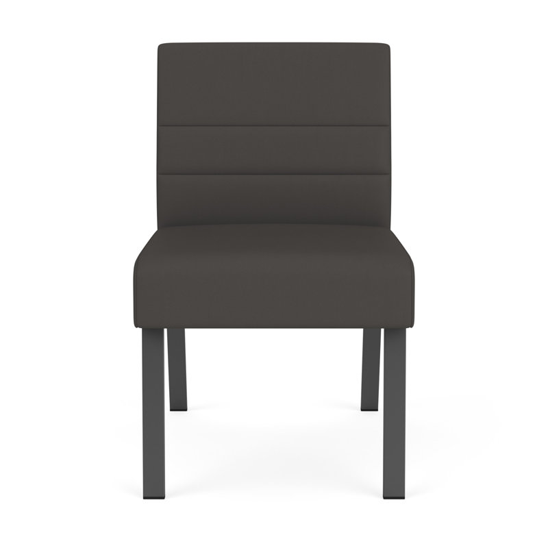 Chaise d'invité sans accoudoirs Waterfall, Gris anthracite, Noir Patriot Plus - Vinyle lavable au chiffon