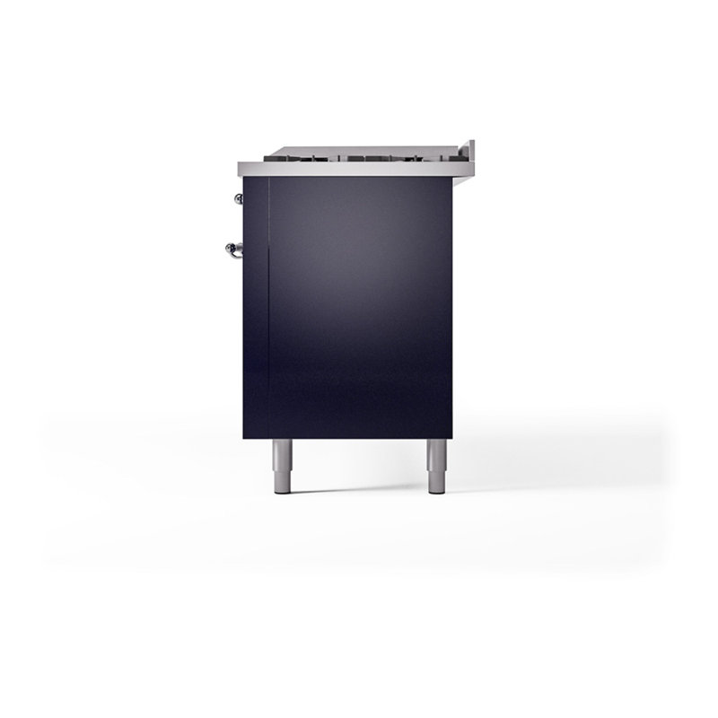 ILVE Nostalgie II Noblesse 60 in Dual Fuel Range, 9 Burner, Griddle, Midnight Blue/Chrome, Natural Gas