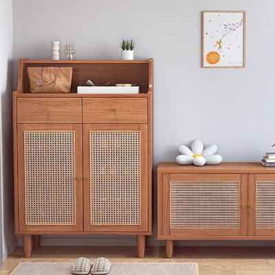 Door-Mounted Woven Shoe Storage Cabinet