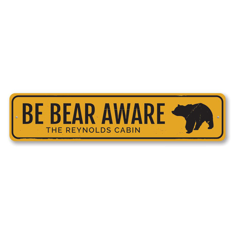 Plaque en aluminium Be Bear Aware, H 4 po x l 18 po x P 0,04 po, Oui