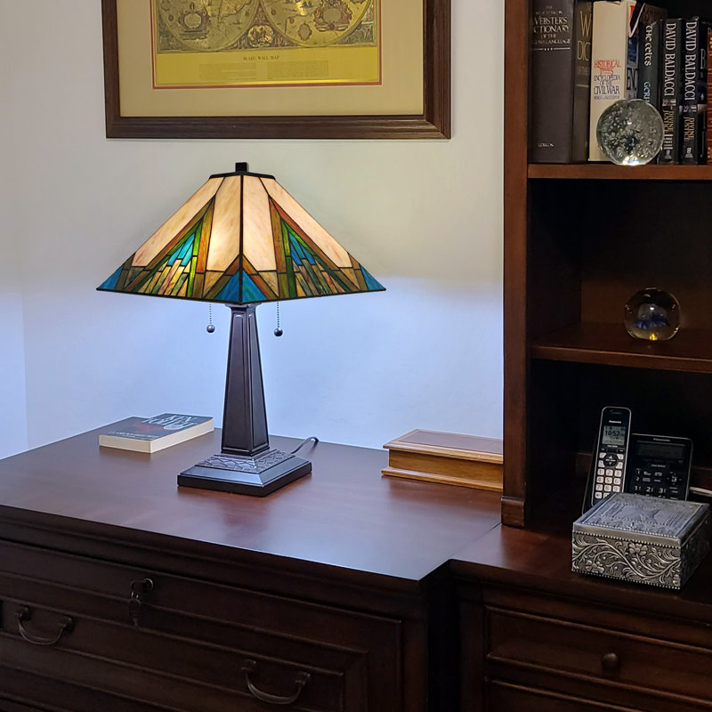 Canizales Metal Table Lamp, Green/Ivory