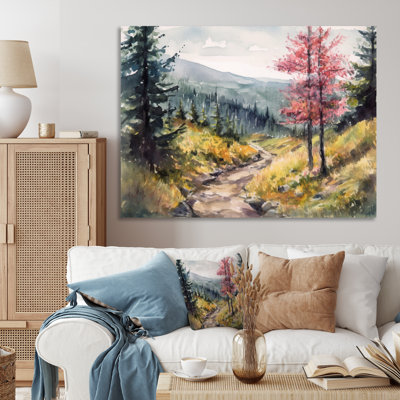 Petite route dans un paysage de montagne, reproduction d'art sur toile encadrée