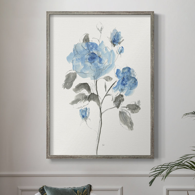 Reproduction encadrée «Sketchy Blue II» - bois massif 48575, H 11 po x l 9 po
