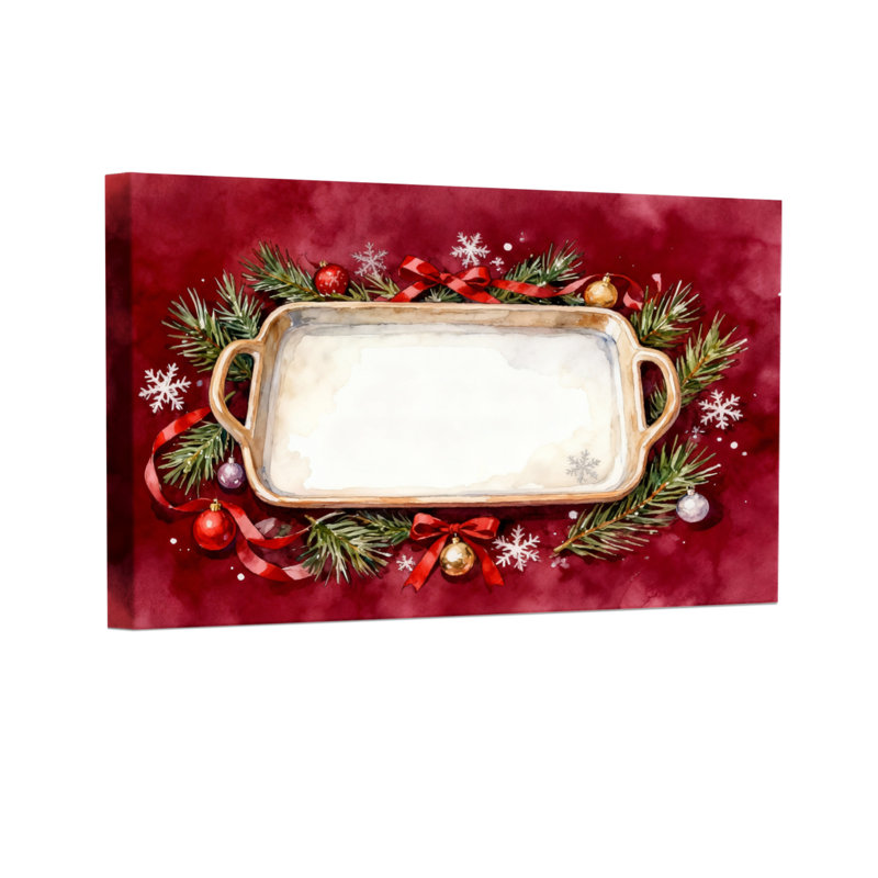 Guirlande de Noël avec ornements et flocons de neige, ensemble de 3 impressions sur toile, H 12 po x l 18 po