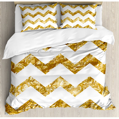Ensemble de housse de couette de conception moderne à chevrons à motif à chevrons à motif abstrait horizontal zigzag