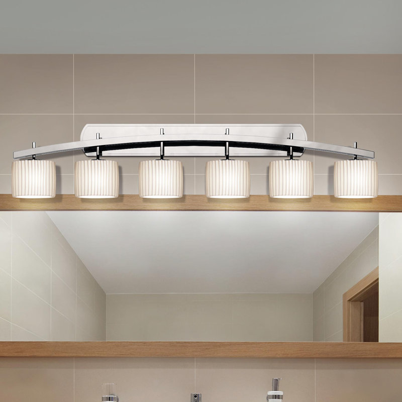 Éclairage pour meuble-lavabo 6 lumières oval, Vagues, Chrome poli
