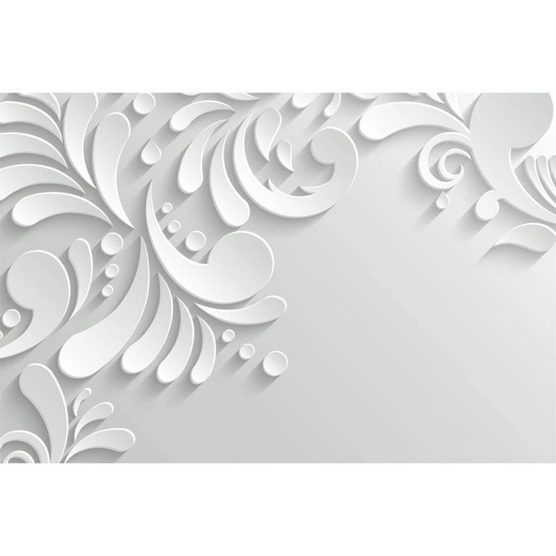 Murale lisse L 144 po x l 100 po Minimalist Botanical Lines, Blanc, L 100 po x l 144 po