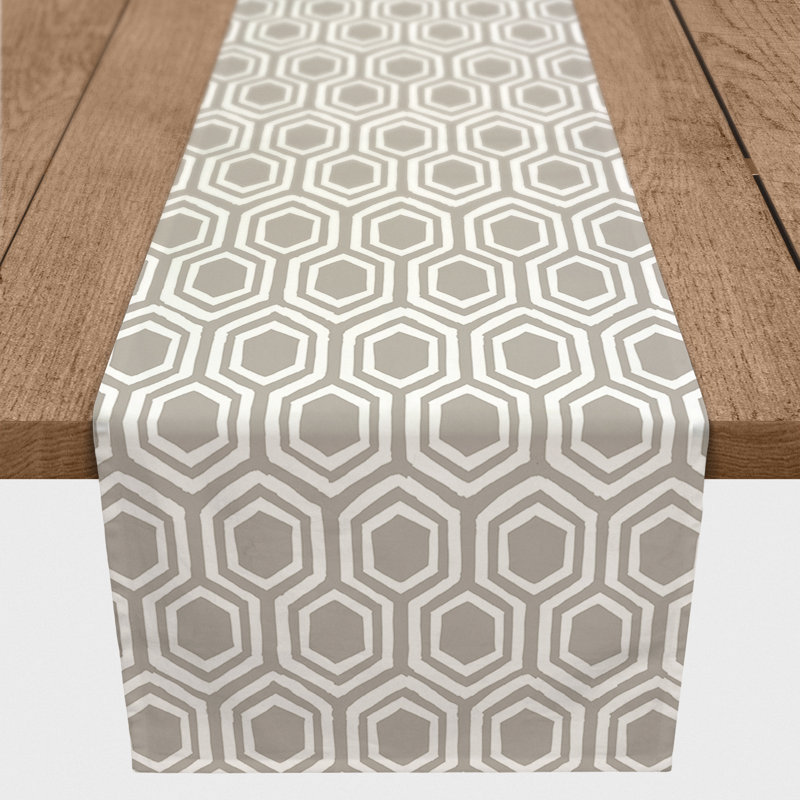 Chemin de table Doster, 90 po x 16 po, Kaki, Géomestrique 8