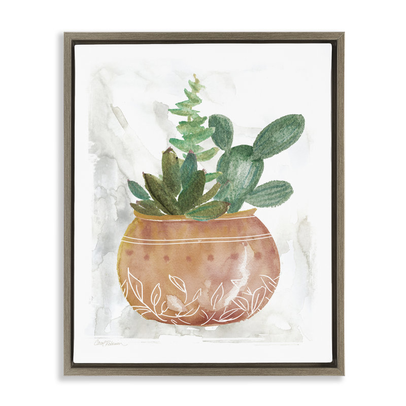  «Succulent Planter Vase» par Carol Robinson, H 21 po x l 17 po, Cadre flottant orme Montalcino