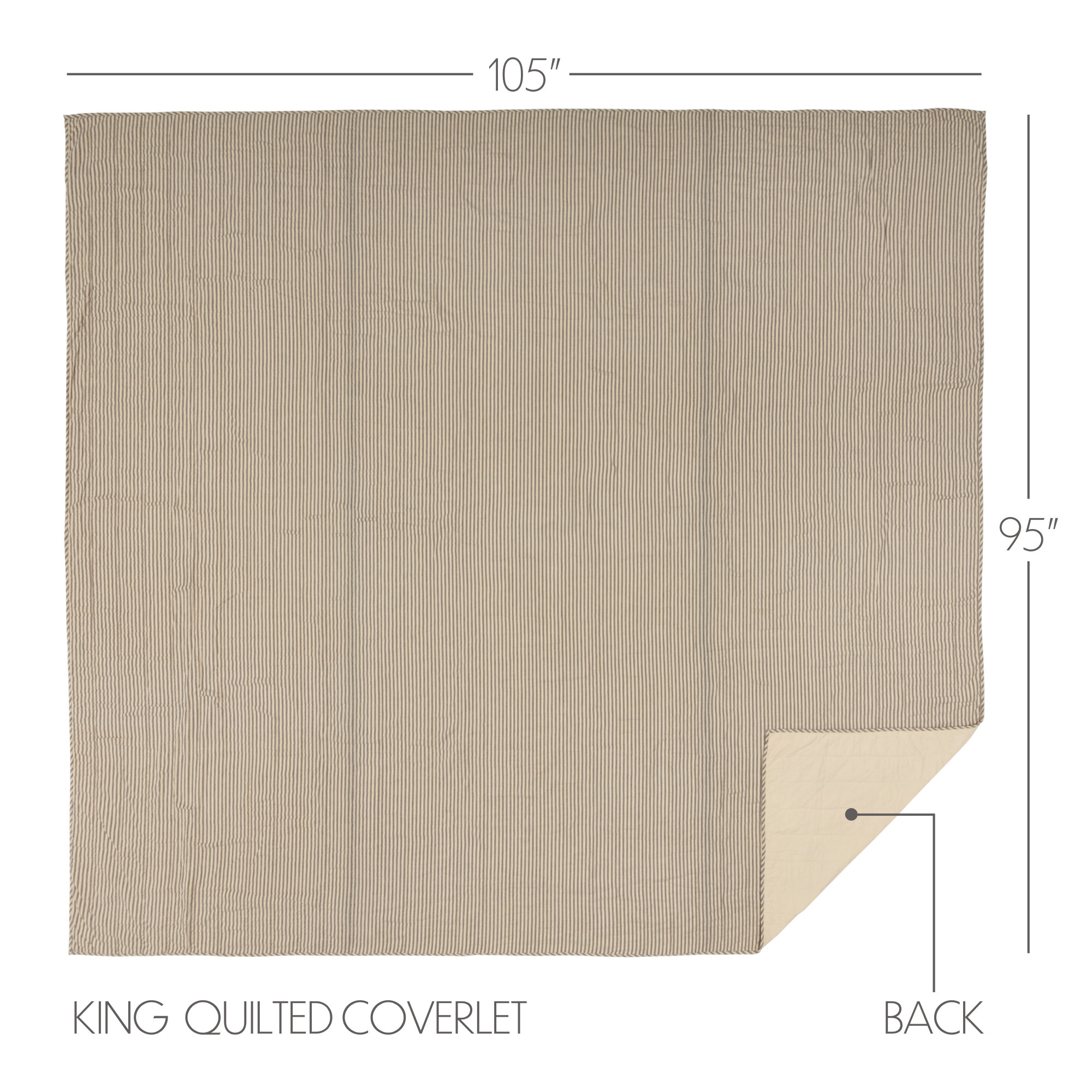 Sawyer Mill Ticking Stripe Quilt Coverlet, King, Coal Black & Dark Creme