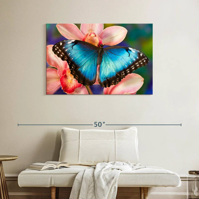 Brampt papillon sur orchidées, H 26 po x l 39 po