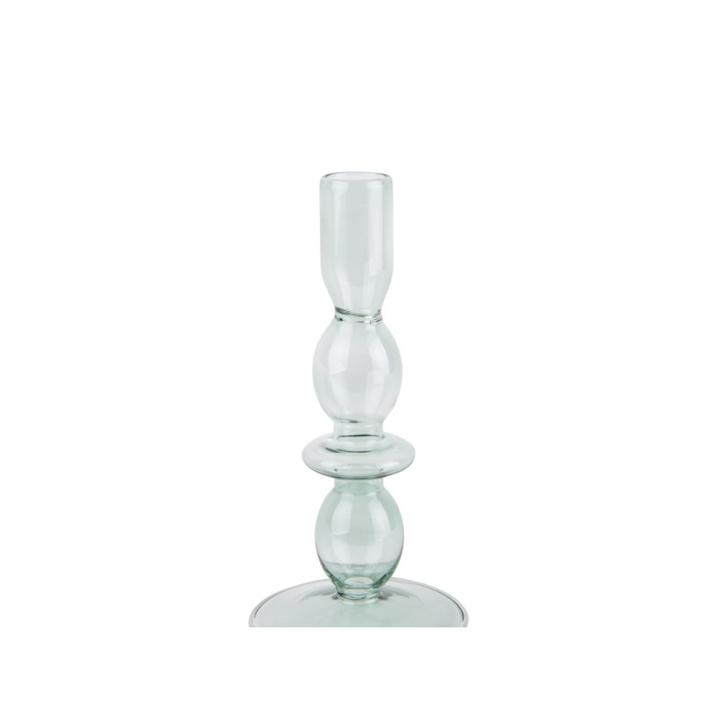 Glass Tabletop Candlestick, 18cm H x 8.5cm W x 8.5cm D, Dark Blue
